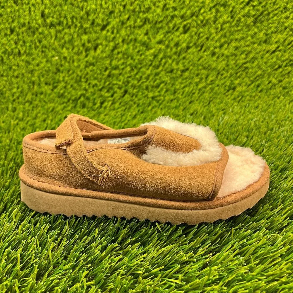 Ugg Fluff Yeah Slide Boys Size 11C Brown Walking Comfort‎ Shoes Winter Sandals
